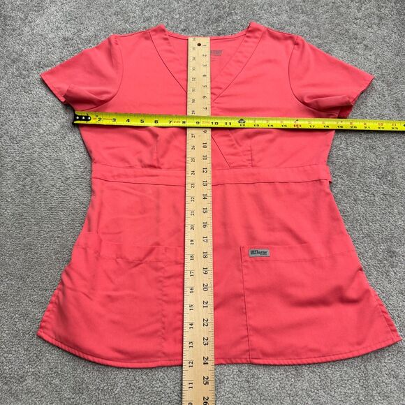 Grey's Anatomy By Barco Scrub Top Womens Small Pink V-Neck Medical Uniform Work - Picture 9 of 12